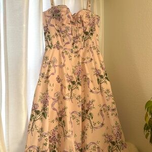 House of CB Rosalee Pink Floral Corset Midi Dress